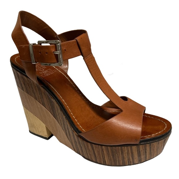 Vince Camuto Oriana Wedge Platform T-Strap Sandals Size 10 - Picture 1 of 10